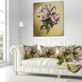 thumbnail image 3 of Designart Pink Rose with Leaves Watercolor - Floral Throw Pillow - 18x18, 3 of 5