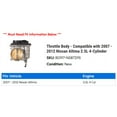 thumbnail image 2 of Throttle Body - Compatible with 2007 - 2012 Nissan Altima 2.5L 4-Cylinder 2008 2009 2010 2011, 2 of 2