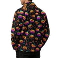 thumbnail image 6 of GrmtClth Autumn Mens Halloween Graveyard Ghost Collared Jacket Long Sleeve Snap Closure Loose Fit Halloween Night Leisure Outerwear Purple S, 6 of 6
