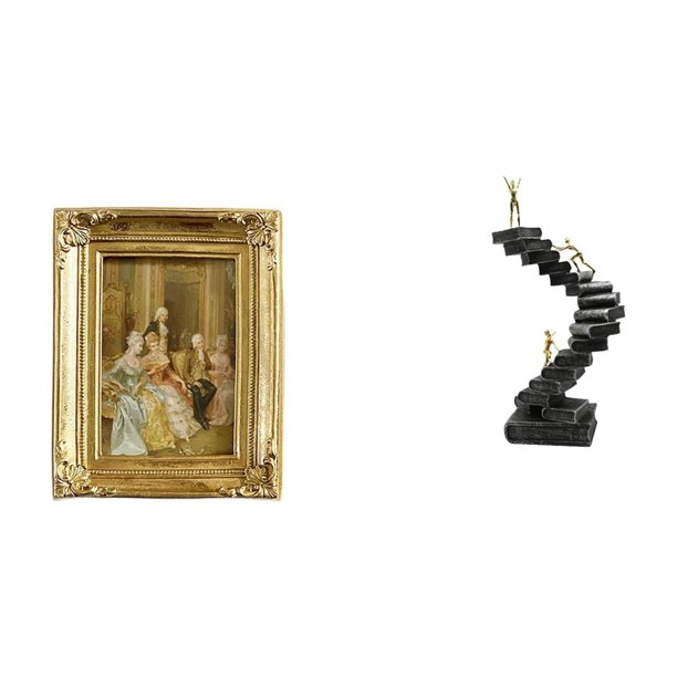 Marco de fotos,Soporte para marco de fotos de resina,colgador de tarjetas,Estatua de escalera,Estatua de escalera con libros para escalar,decoración artística,Escultura de escalera de
