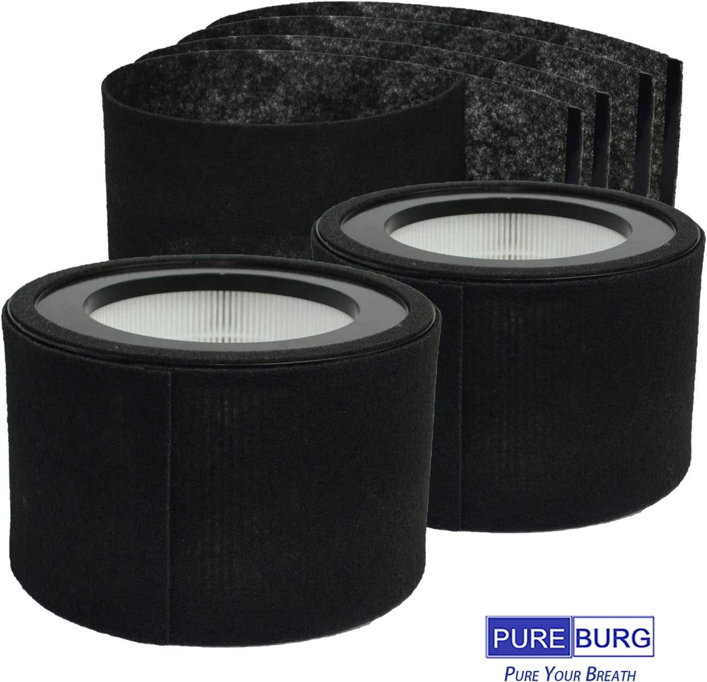 PUREBURG FLT4200 Replacement True HEPA Filter Set Compatible with GermGuardian AC4200W Air Purifier, FLT4200 / Filter L , H13 Activated Carbon ,2-PACK
