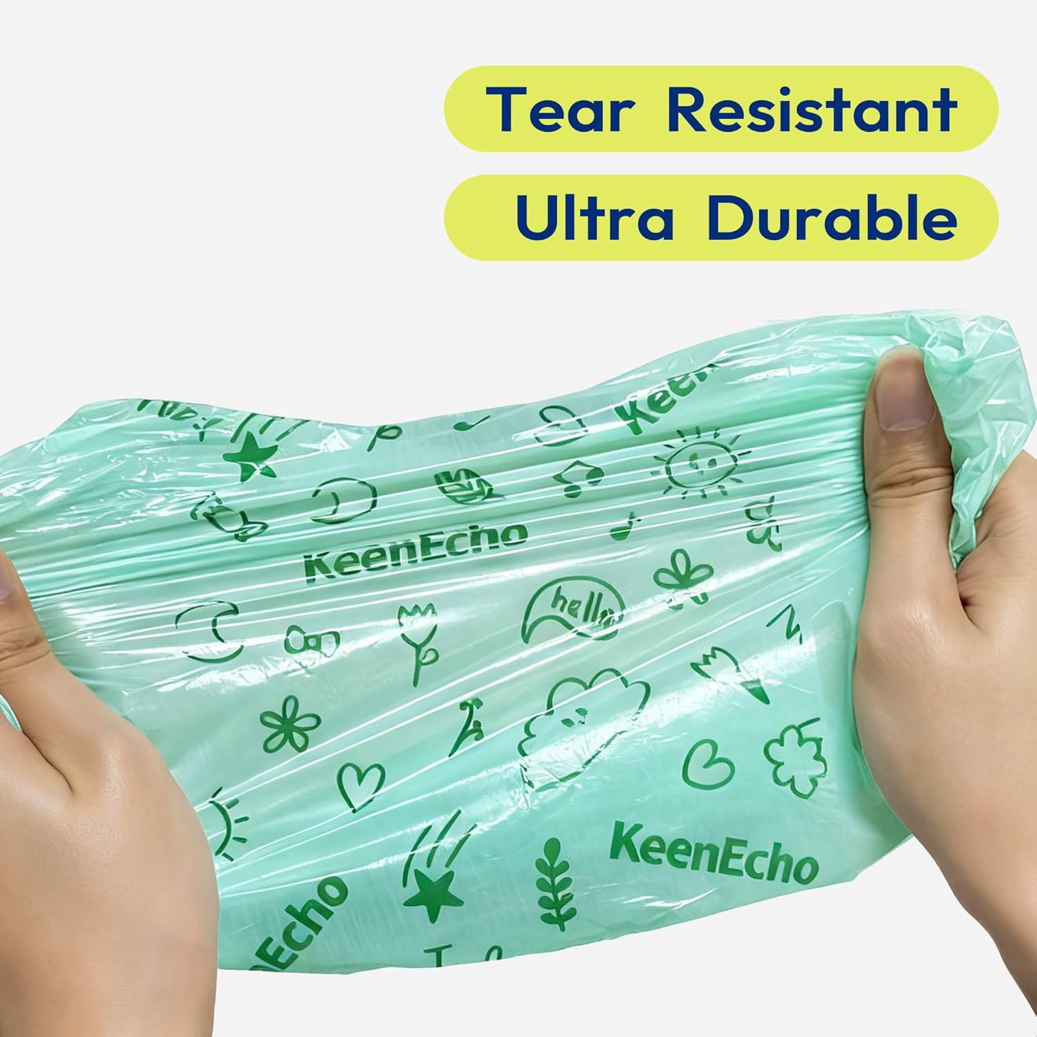 Disposable Diaper Bags with Handles 120 Count (8 Rolls), Leak-Proof Diaper Trash Bags & Sacks or Pet Waste Bag, Ocean Recycled Plastic, Green