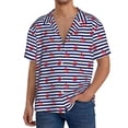 thumbnail image 7 of Lsque Anchors print Men's Cuban Collar Short Sleeve Shirt Summer Beachwear Casual Button Down Fashionable Vacation Leisure Shirt-Medium, 7 of 7