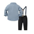 thumbnail image 6 of JTieacloth 2Pcs Boys Pants Set Toddler Boys Long Sleeve Bowknot Prints T Shirt Tops Suspender Pants Child Kids Outfits,Sizes 2-3 Years(Blue), 6 of 6