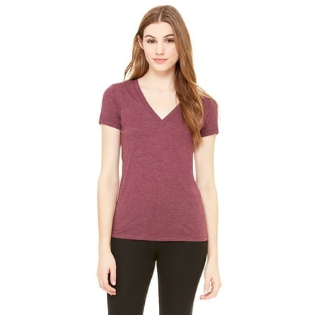 Bella + Canvas T-Shirt à Manches Courtes Col en V Profond pour Femmes