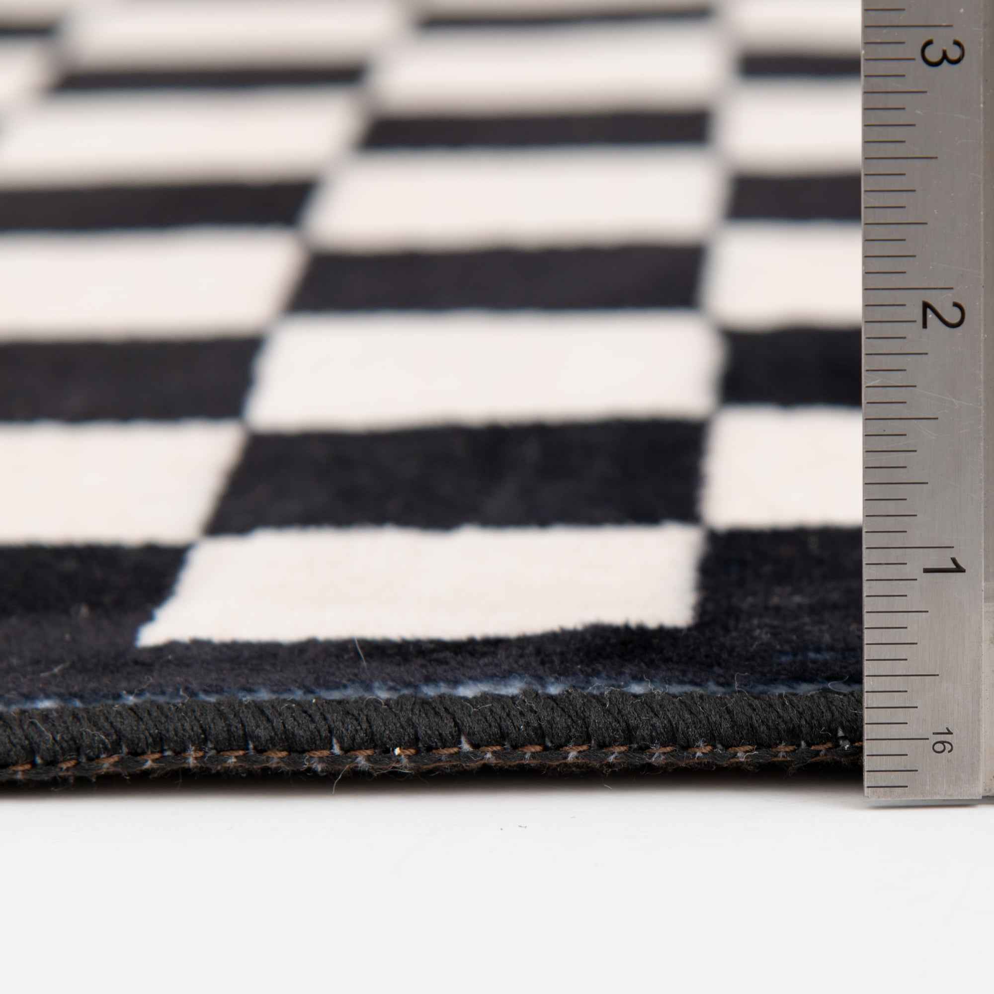Mainstays 4'x5'6" Black and White Check Faux Fur Indoor Area Rug