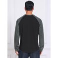 thumbnail image 3 of DARING DIVA Men's Long Sleeve Color Block Casual Raglan T-Shirt 2XL Gray Black, 3 of 7