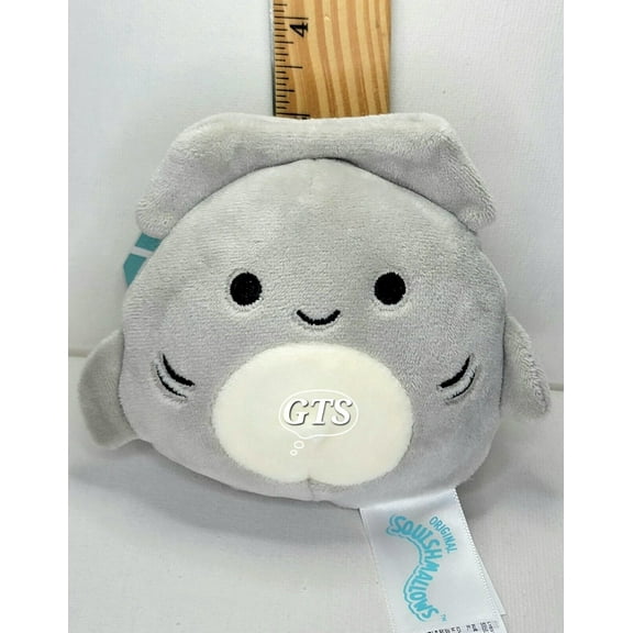Squishmallow 3.5" Tank Hammerhead Shark Gray Ocean Clip Plush
