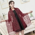 thumbnail image 3 of harmtty Ethnic Style Tassel Extra Long Jacquard Women Scarf Hollow Lace Cheongsam Shawl Female Accessories,Dusty Pink, 3 of 8