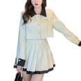 thumbnail image 4 of Perfume Women's Style French Contrast Coat+Pleated Short Skirt Two Piece Set, 4 of 4