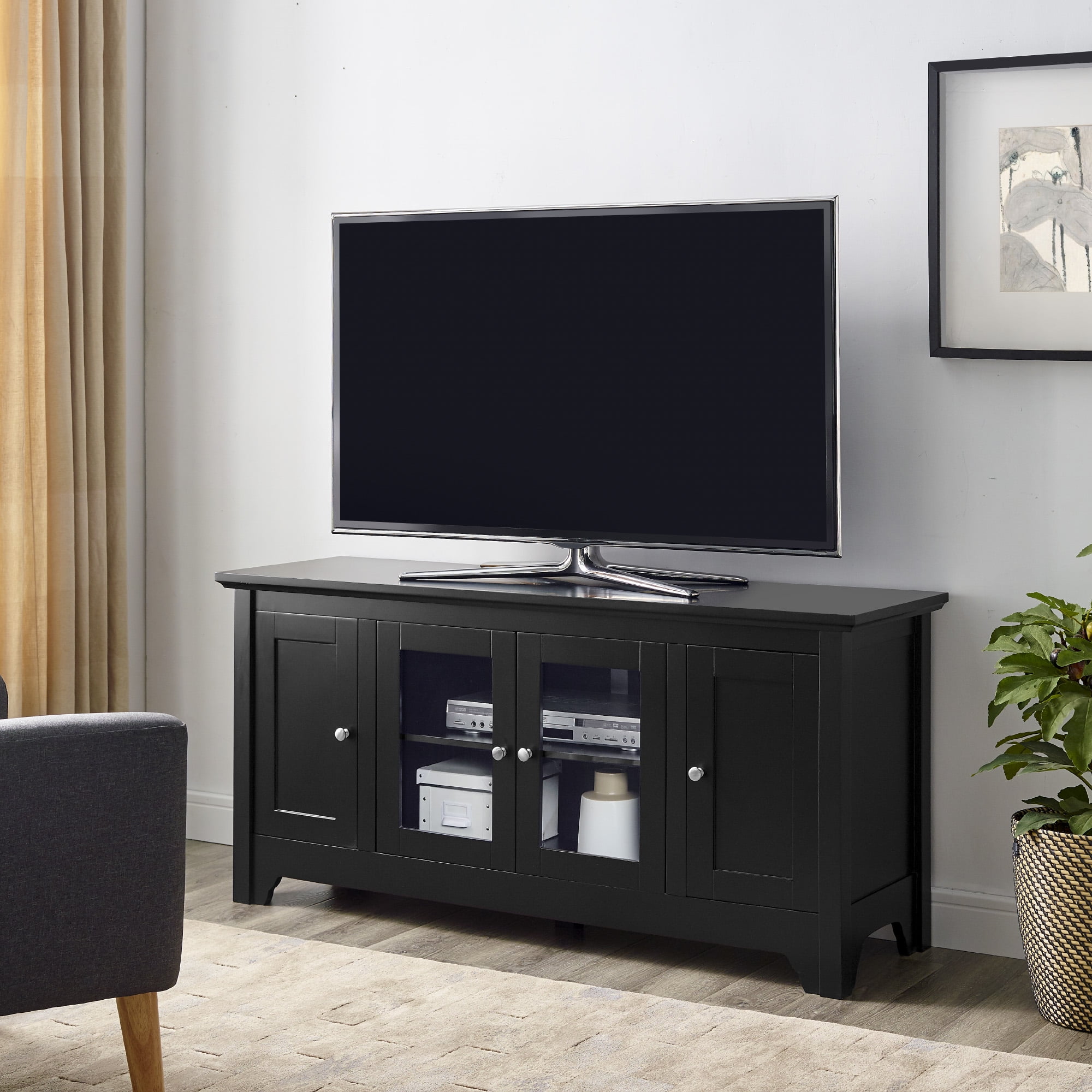 Walker Edison Black Wood TV Stand for TVs Up to 58"