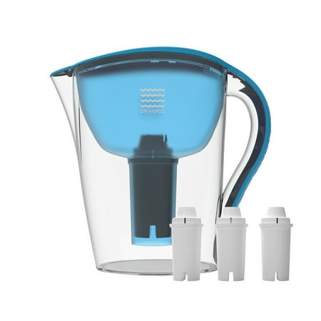 

Drinkpod Ultra Premium Alkaline Filtered Water Pitcher. Includes 3 Bonus Filters. 3.5L Pure Healthy Water Ionizer Clean & Toxin-Free Mineralized Alkaline Water In Minutes Blue