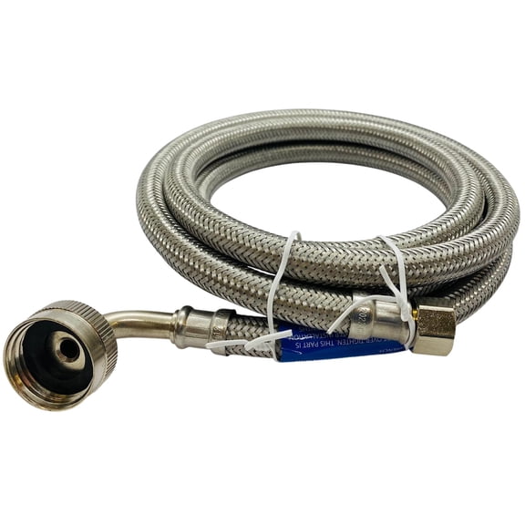 Supco 1406EDWSS 72" Dishwasher Hose ⅜" COMP x ¾" Elbow NSF Lead-Free Stainless