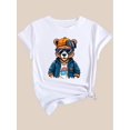 thumbnail image 2 of Camiseta de verano para mujer con Cuello RedondoCool Bear Print Casual Fashion Top for Black Women, Round Neck Short Sleeve T-Shirt.Father's Day, Mother's Day, New Year, Spring Festival, Valentine's, 2 of 7
