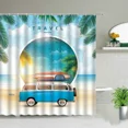 thumbnail image 5 of Vintage Summer Holiday Retro Bus Camper Van Shower Curtains Surfboard Palm Tree Bathroom Home r Bathtub Curtain With, 5 of 7
