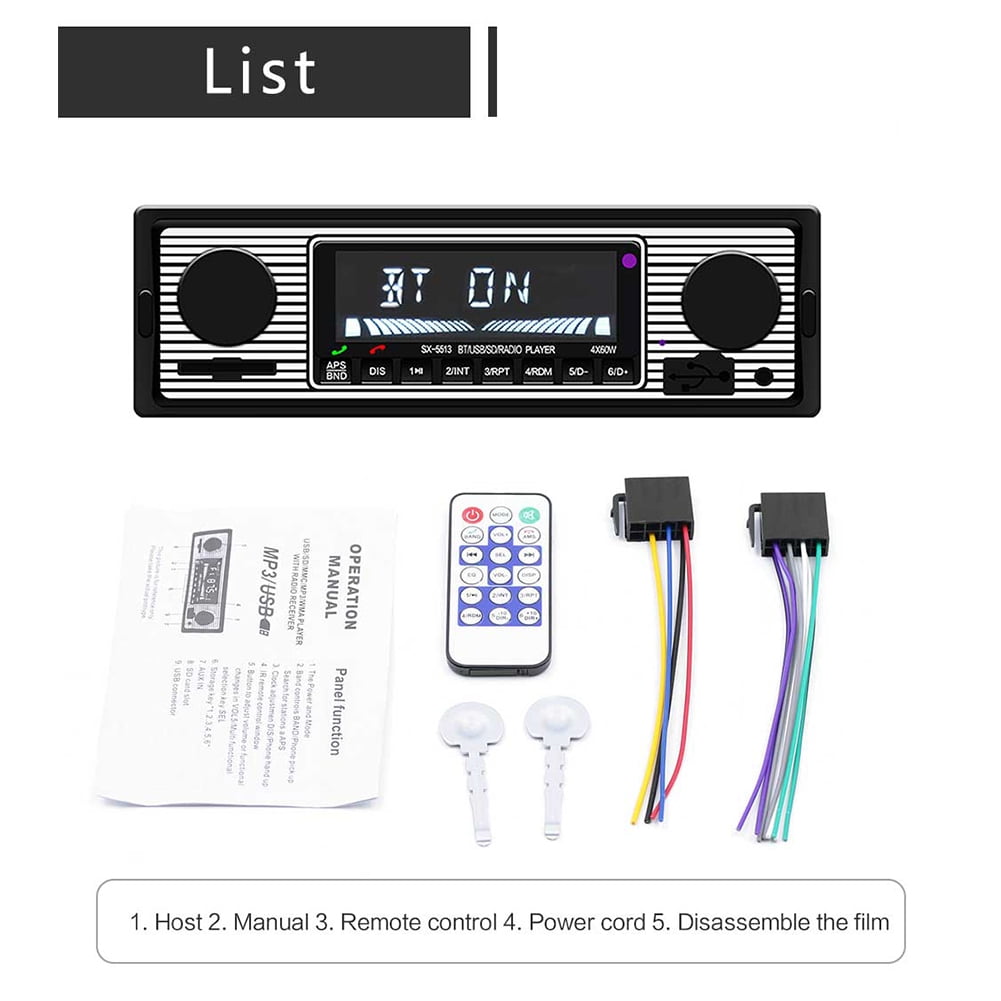 HERCHR Retro Fashion Bluetooth Vintage Autoradio MP3 Player Stereo USB AUX Classic Car Stereo Audio