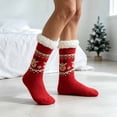 thumbnail image 2 of Lutiedan Christmas Fleece Socks for Men and Women, Fuzzy Non Slip Knit Slipper Socks, Winter Thick Warm Mid Calf Socks,Red2, 2 of 8
