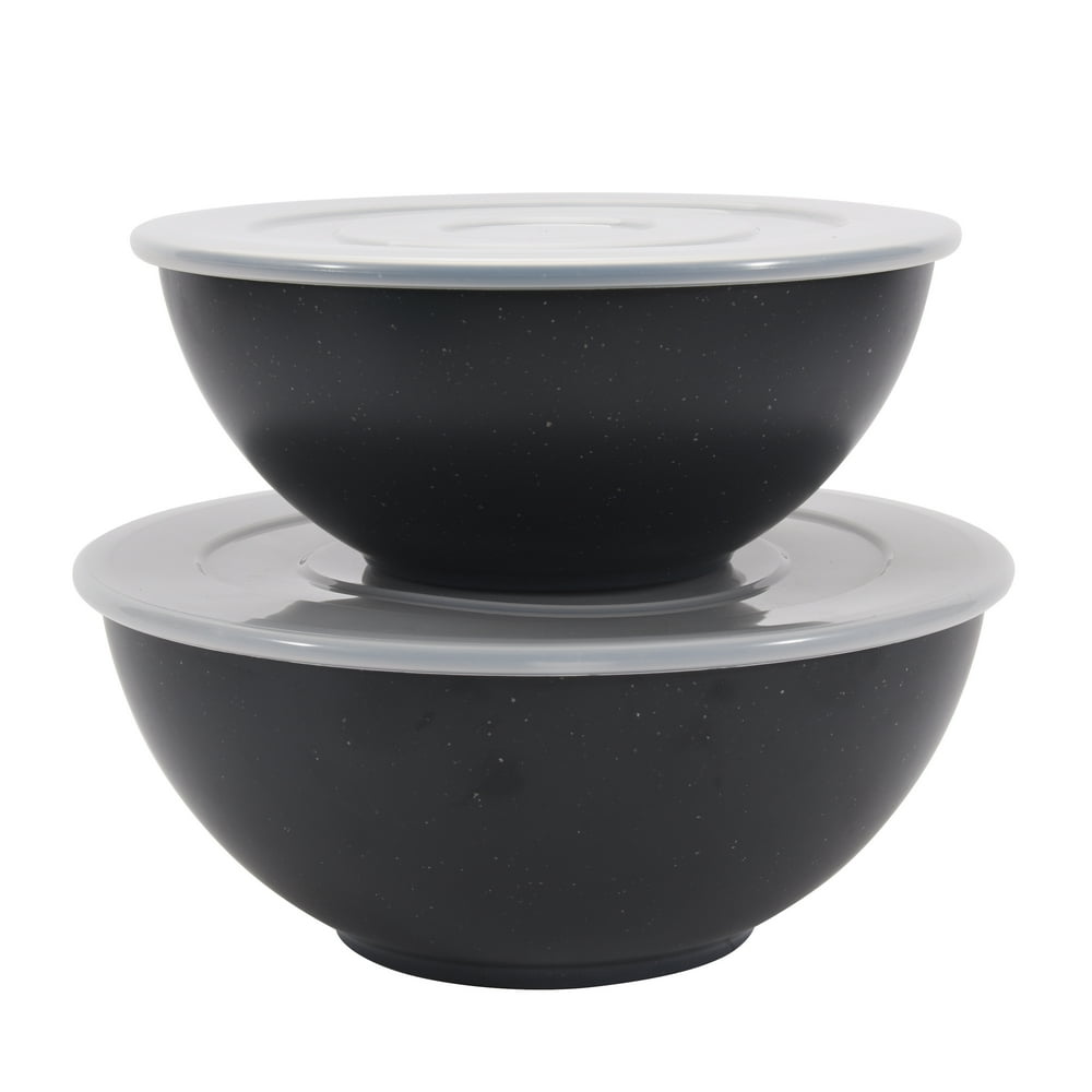 Mainstays 4Piece EcoFriendly Recycled Plastic Serve Bowl Set, Black