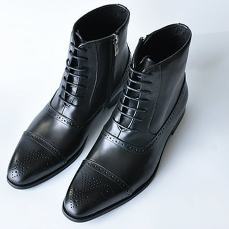 

Men s Fashion Pointed Boots High Tube Breathable Lace-Up Side Zipper Boots