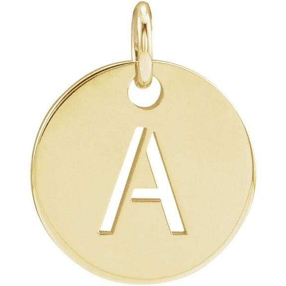 Precious Stars Unisex 18K Yellow Gold-Plated Sterling Silver Initial A Disc Pendant