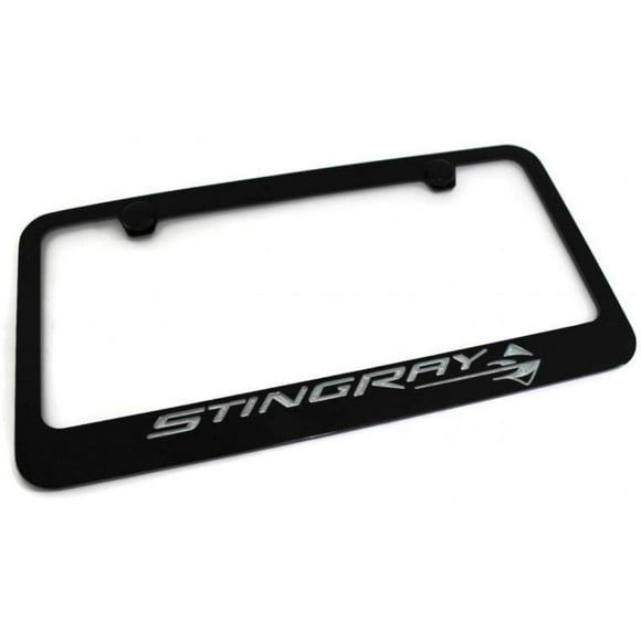 C7 Corvette License Plate Frame - Black with Stingray Script & Fish Logo for 2014-2019 Corvettes