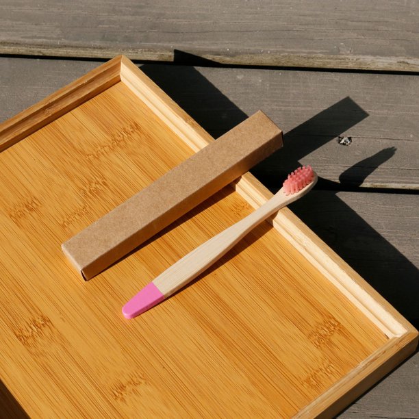 Cepillo de dientes de bambú para niños, cepillo de dientes de madera pintado a mano de color lila saludable, paquete diario de 10 cepillos de dientes de bambú para niños para el hogar