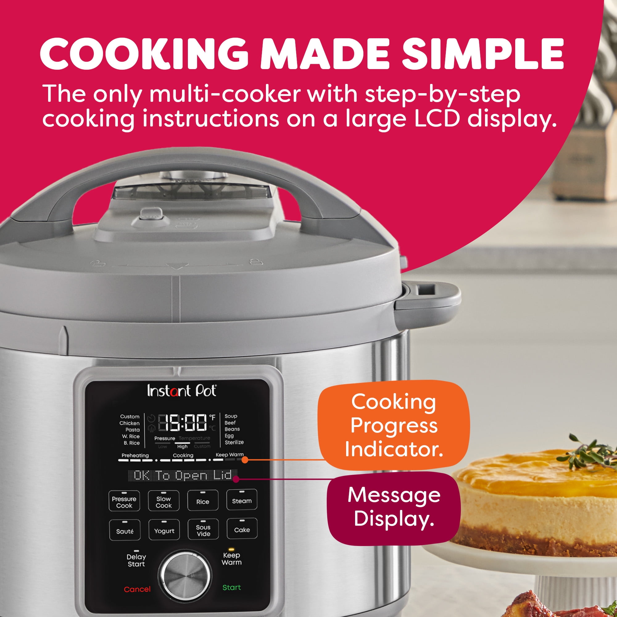 Instant Pot 8Qt Duo Plus 9-in-1 Multi-Cooker with Whisper-Quiet Steam Release, Pressure Cooker, Slow Rice Cooker, Steamer, Sauté, Yogurt Maker, Warmer & Sterilizer, Stainles Steel