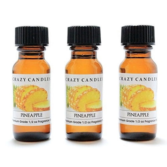 Pineapple 3 Bottles 1/2 FL Oz Each 15ml Premium Grade Scented Fragrance Oil by Crazy Candles
