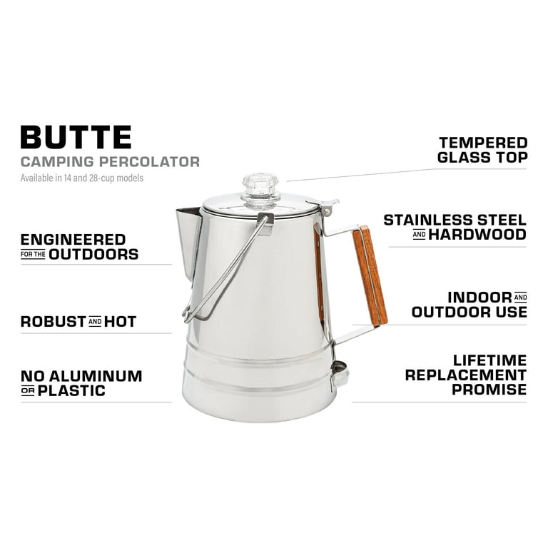 COLETTI Butte Camping Coffee Pot - Campfire Coffee Pot - Stainless