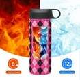 thumbnail image 6 of Daiia pink and black argyle Printed 18oz Sports Insulated Kettle With Straw Water Bottle For Running Hiking Cycling Climbing Mens Woman'S Sports Water Bottle, 6 of 8