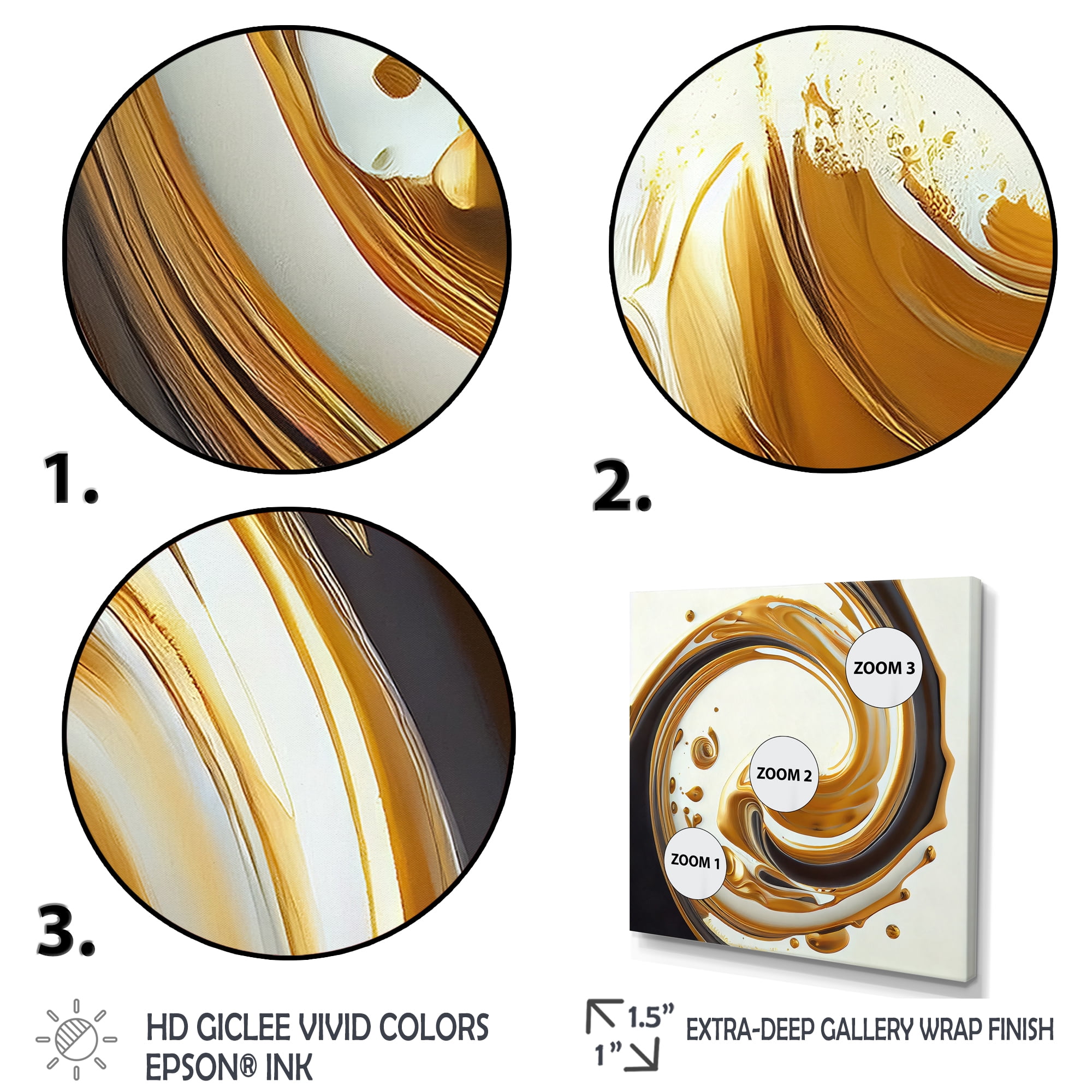 Designart White, Gold And Red Spiral I Canvas Wall Art
