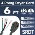 thumbnail image 2 of Cable de secado EP, 4 puntas, 10/4, SRDT, 30 amperios, 6 pies, NEMA 14-30, gris, 2 of 7