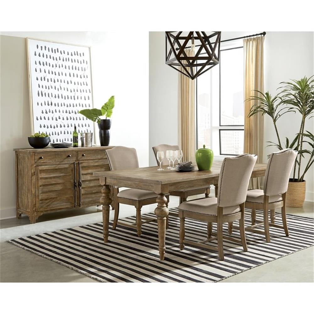Pemberley Row Pine Snowy Desert Brown Dining Table Rectangular Extendable 66"-84" Unassembled