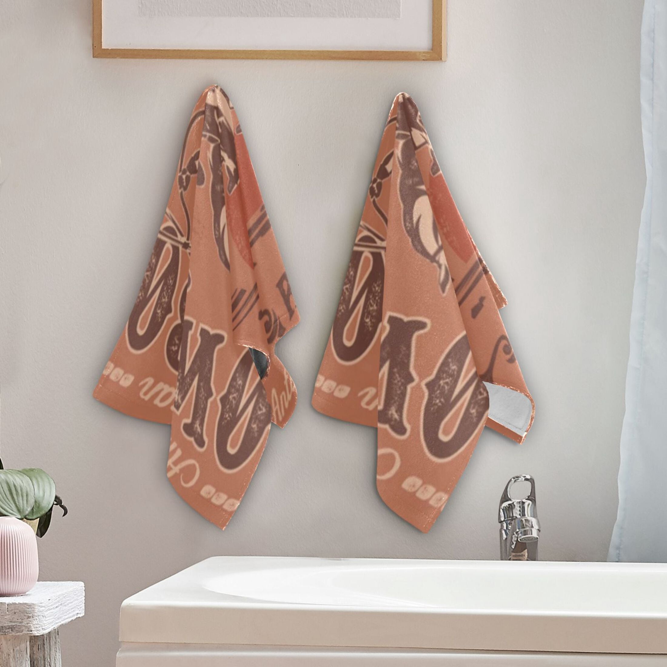 2-Piece Polyester cotton Towel Set Absorbent Retro Rodeo Cowboy Hand Towel Bath Towel Soft and Comfortable Machine Wash 28.3x14.4