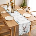 thumbnail image 6 of Easter Bunny Cotton Linen Table Runner for Dining Kitchen, Eucalyptus Leaves Cute Rabbit White Flowers Wedding Outdoor Party Tablerunners, Dresser Scarf Coffee Tablecloth Runners 13x48 Inches, 6 of 9