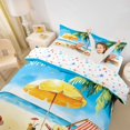 thumbnail image 2 of spefrowx Cartoon Summer Beach Bedding for Boys Girls, Blue Sunny Palm Coast Duvet Cover Full, Stars Reversible, 3pcs, 1 Duvet Cover and 2 Pillowcases, 2 of 6