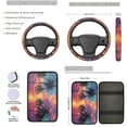 thumbnail image 3 of Yuyamidu Coconut Tree Car Seat Cover Set with Steering Wheel Cover Seaside Seat Belt Cover Car Cup Center Console Pad Coasters Lipstick Sleeve Pouch Keychain, 13 PCS Set, 3 of 6