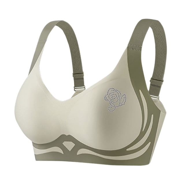 Bocqde Seamless Sport Bras for Women Plus Size Stretch Breathable Wire-Free Gathering Push Up Yoga Bra Rhinestones Soft Support Full Coverage Bra with Adjustable Strap, M-4XL