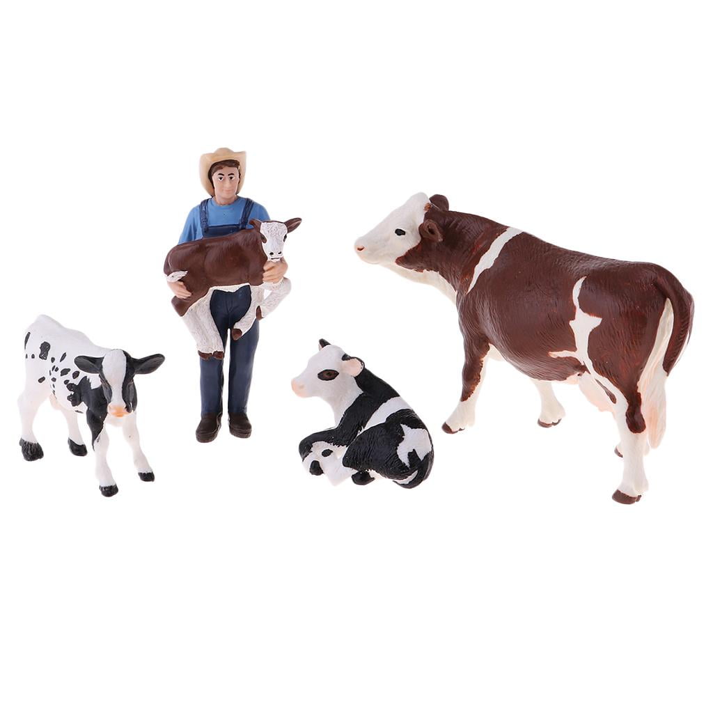 Educational Farm Animal Figures Spielset mit Farmer & 4 Cows Kids Toys 