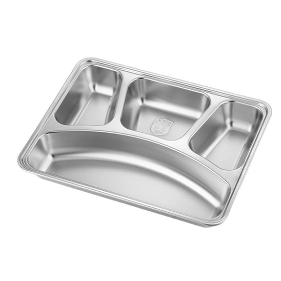Stainless Steel 4-Compartment Meal Tray for Home, School Cafeteria & Office Use - Lunch Plate for Adults/Kids