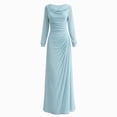 thumbnail image 7 of Sheghy Womens Long‑Sleeve Pleated Flowing Solid Maxi Evening Gown Light Blue, 7 of 7