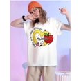 thumbnail image 1 of Happy Valentine'S Day Women's Teaching Is A Heart Work Creative Pattern Cartoon Fun Style T-Shirt, Women's Round Neck Casual Heavy Pure Cotton T-Shirt, 1 of 7
