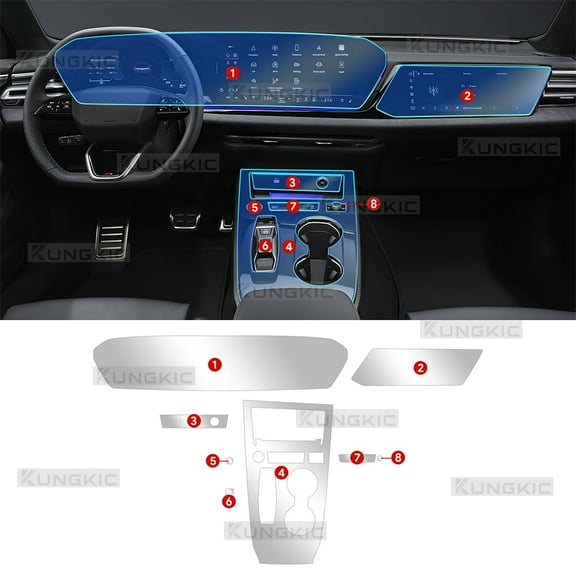 Audi Protective Film Sticker A5 S5 2025 Transparent TPU Interior GPS Navigation Gear Panel Center Console LHD