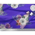thumbnail image 3 of Soimoi Blue Rayon Fabric Leaves & Anemone Floral Print Fabric by Yard 42 Inch Wide, 3 of 3
