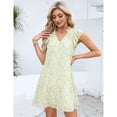 thumbnail image 3 of Women's Babydoll Mini Dress Summer V Neck Flutter Sleeve Boho Floral Flowy Shift Short Dress, 3 of 5