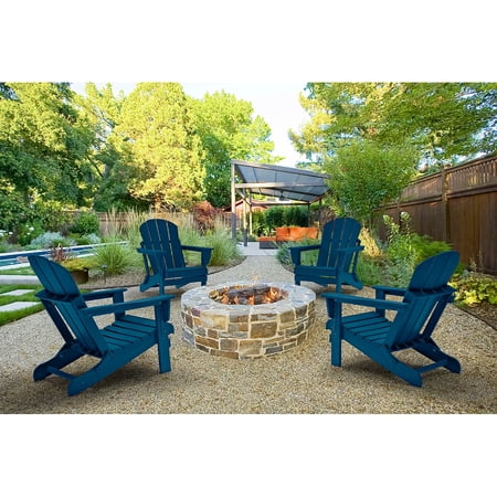 Westin Outdoor Braxton Folding Plastic Adirondack Chair (Set of 4), Navy Blue