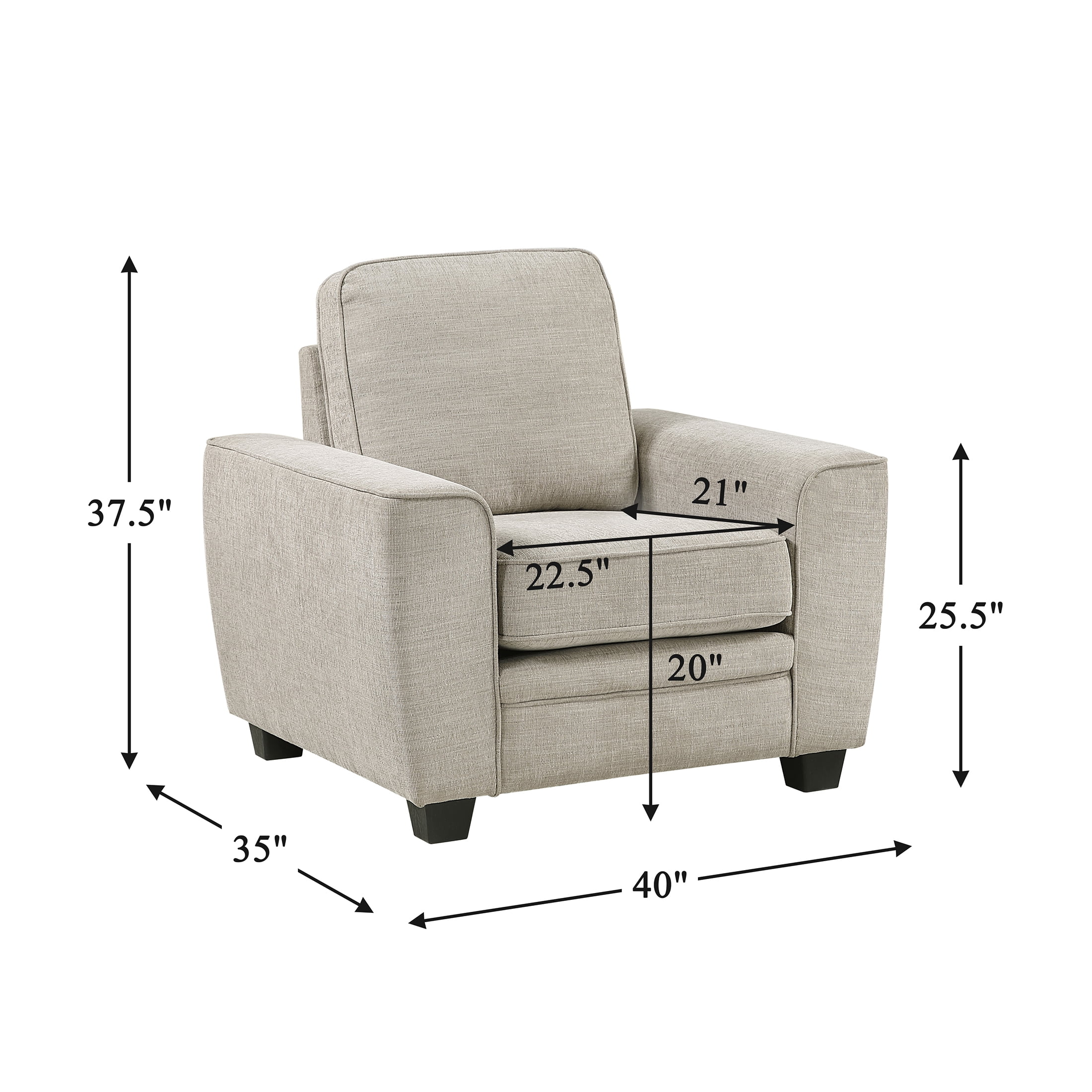 OakvillePark Harpshire Chenille Arm Chair, Taupe