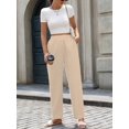 thumbnail image 7 of Cuteduck Women's Versatile Stretchy Waist Slacks for Women, Casual Straight Leg Pants with Slant Pockets S-2XL, 7 of 7