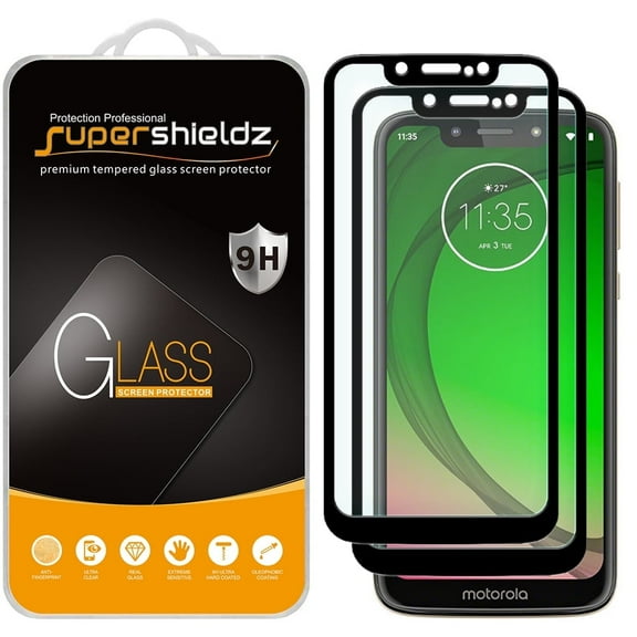 (2-Pack) Supershieldz Designed for Motorola Moto G7 Play [Full Screen Coverage] Tempered Glass Screen Protector, Anti-Scratch, Bubble Free (Black Frame)