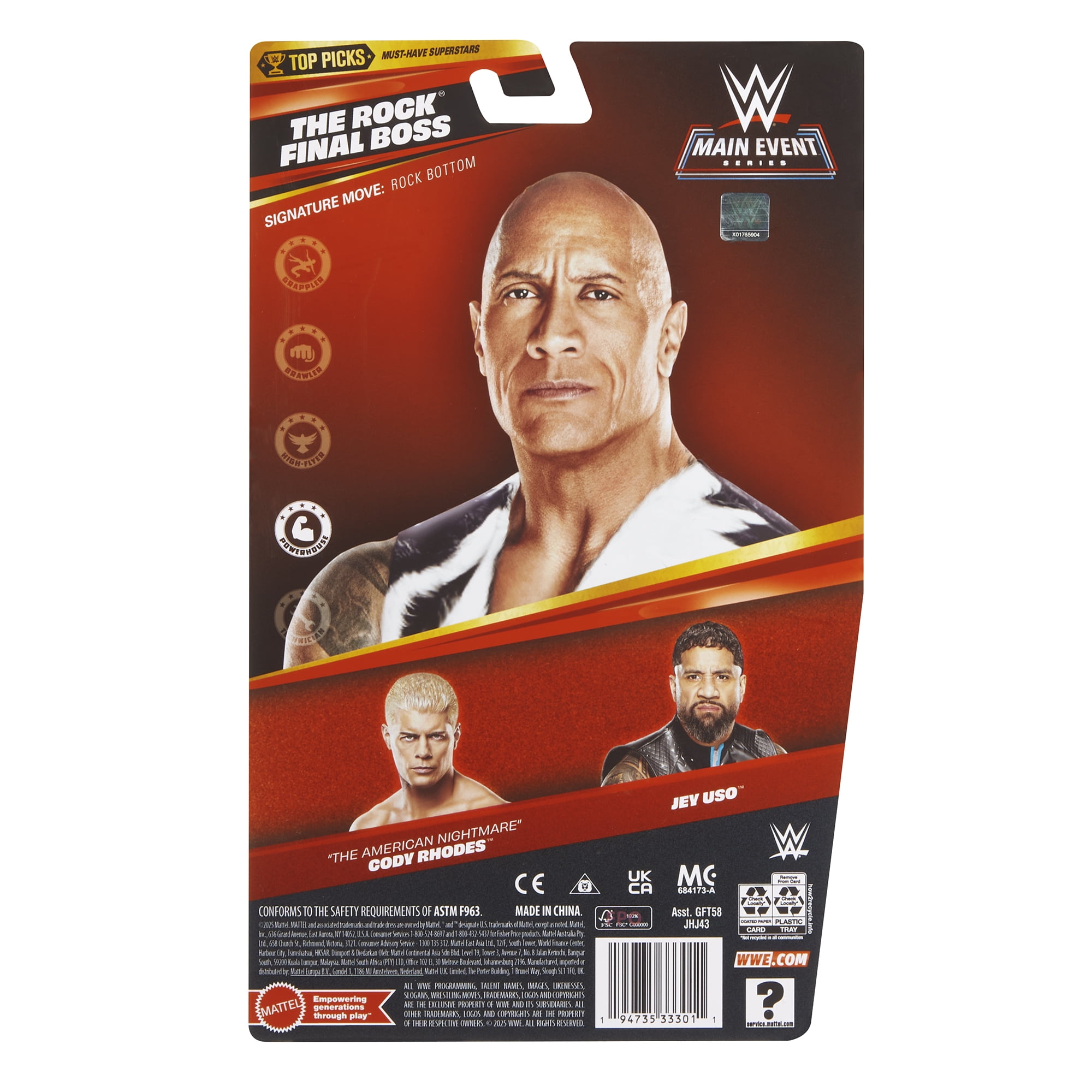 絶版品　WWE ビッグラバーガイズ社 LJNタイプ ウオーロード　新品未開封 The Rock WWE Main Event Top Picks 2026 Wave 1 Mattel WWE Toy